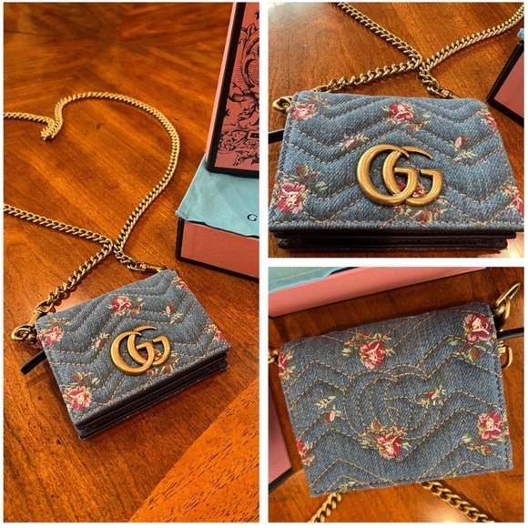 Gucci GG Marmont Bi-fold Printed Matelasse Denim. Authenticated by Poshmark. - Picture 2 of 6